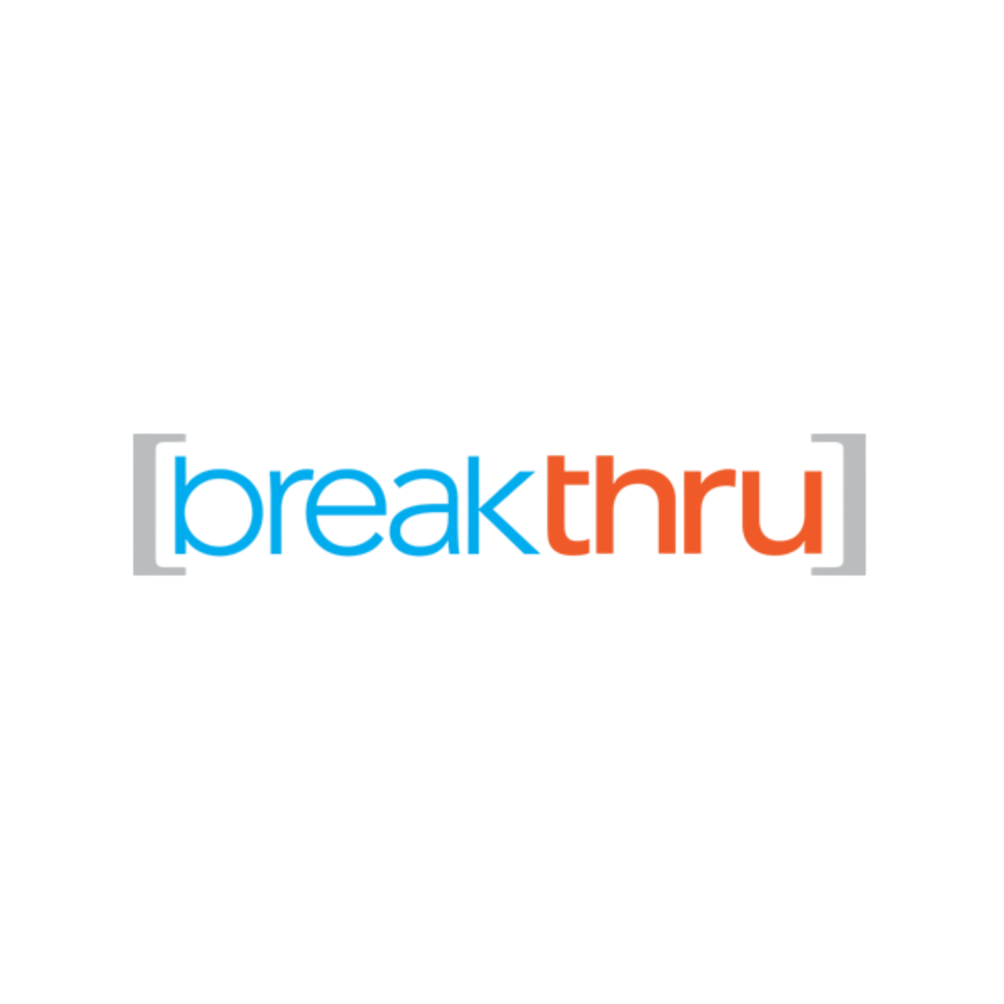 Breakthru logo in blue and orange text
