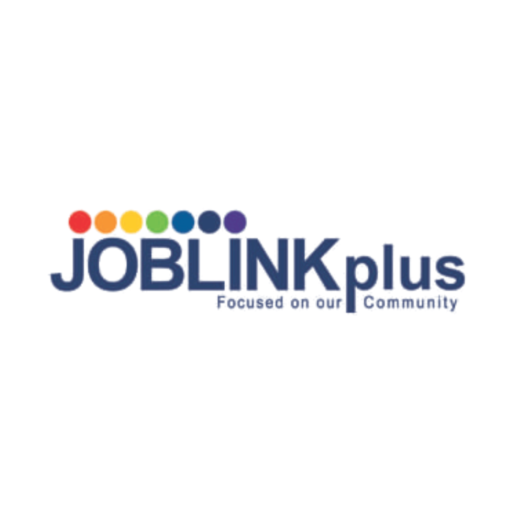 JOBLINKplus logo with colored dots and tagline 'Focused on our Community'