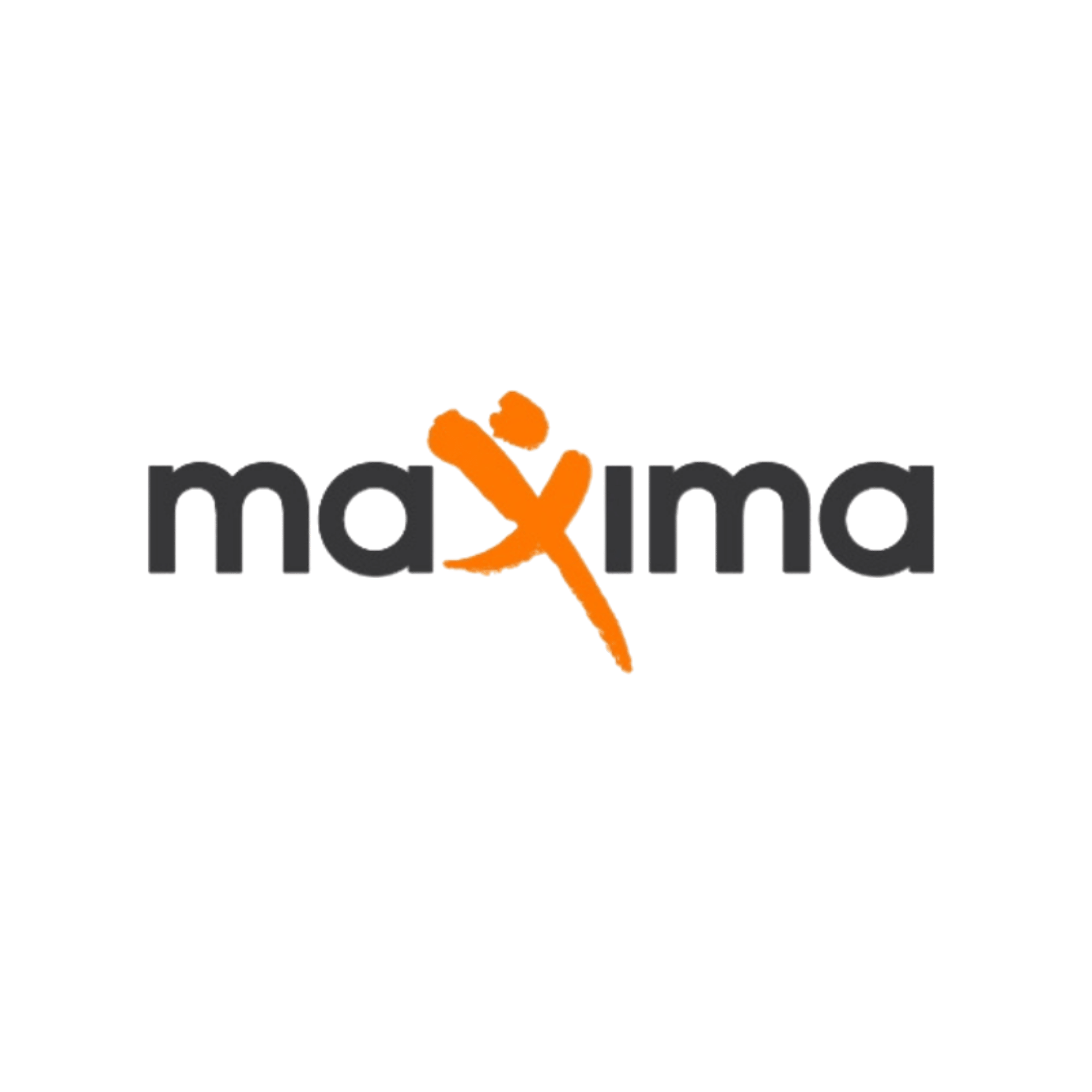 Maxima logo with orange checkmark and figure icon