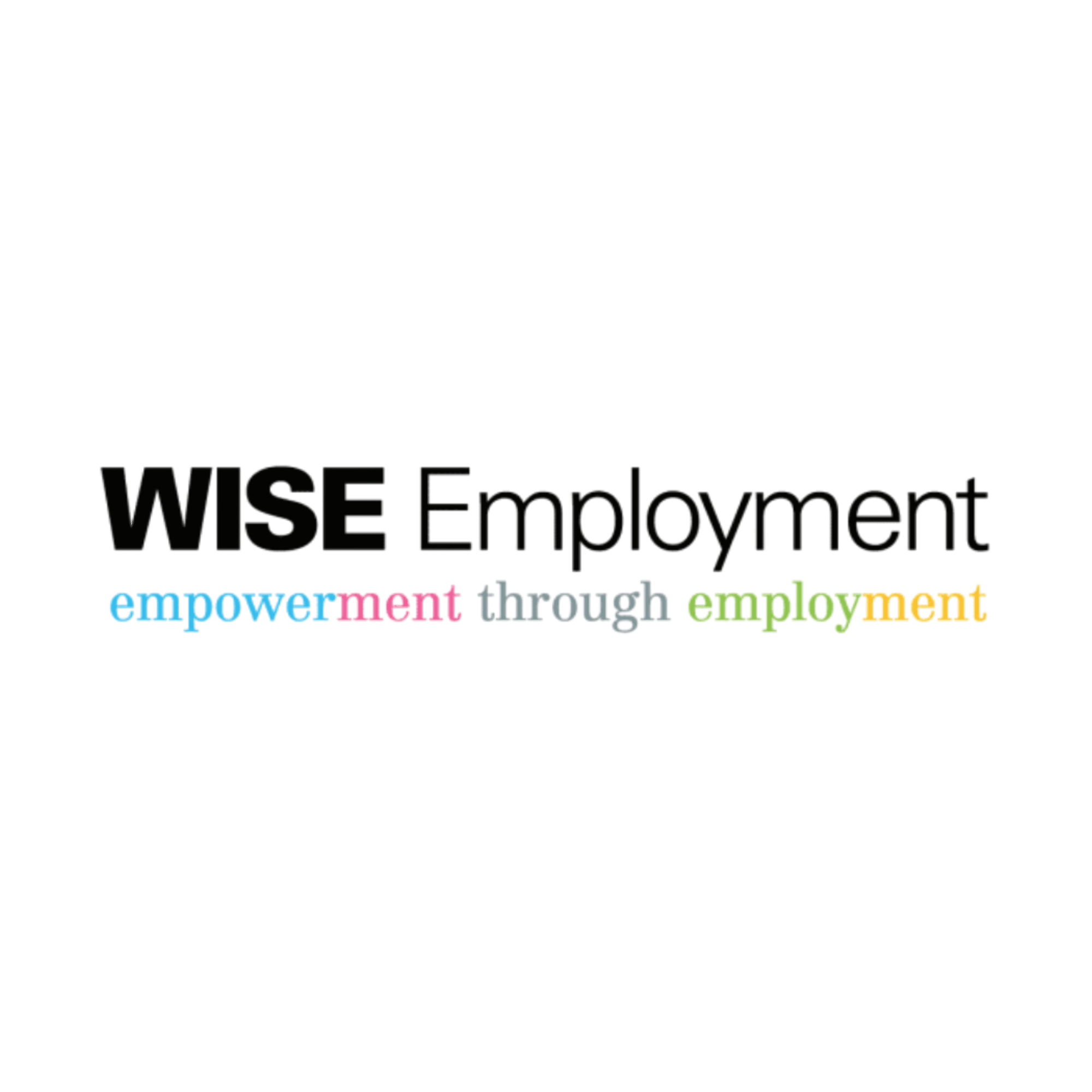 WISE Employment logo with tagline 'empowerment through employment' in multicolored text